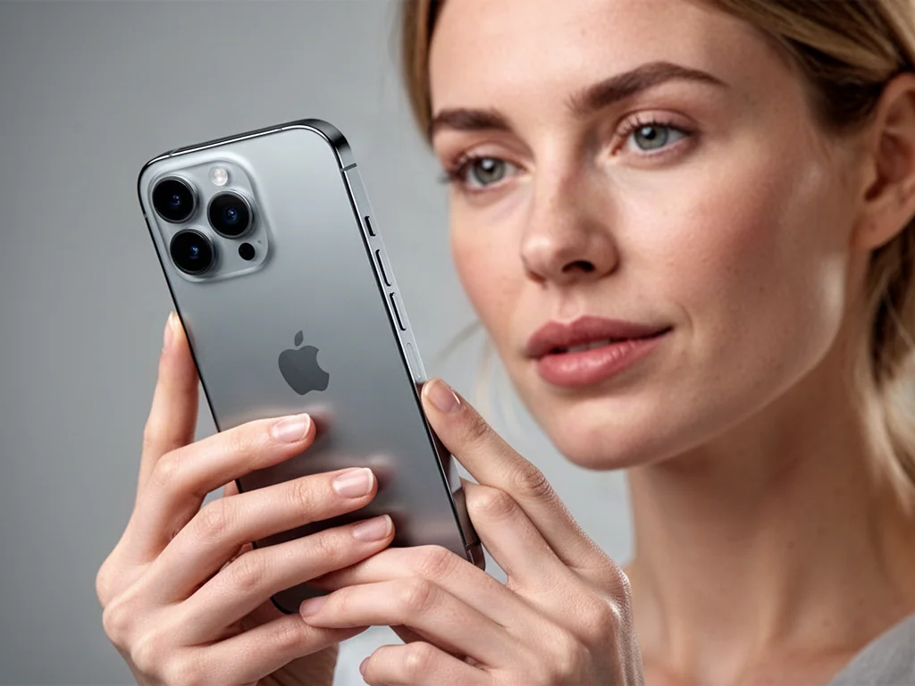 Dłoń przytrzymująca przyciski boczne nowoczesnego iPhone'a 16 w celu jego wyłączenia.